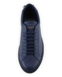 Men's Leather Low-Top Sneaker, Navy