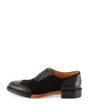 Meyer Leather & Suede Wing-Tip Shoe, Ink
