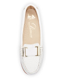 Renna Lizard-Embossed Ornament Loafer, Chalk