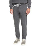Cotton-Blend Drawstring Sweatpants, Dark Gray