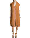 Sleeveless Reversible Satin Slip Dress, Copper/Black