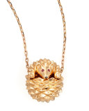 18k Pink Gold Herisson Hedgehog Pendant Necklace