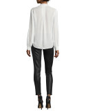 Hoxton Luxe-Coated Skinny Ankle Jeans, Black Fog