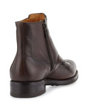 Wing-Tip Leather Lace-Up Boot, Brown