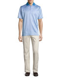 Chuck Checkered Cotton Lisle Polo Shirt, Blue