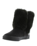 Vance Faux-Fur-Trim Microsuede® Bootie, Black, Toddler