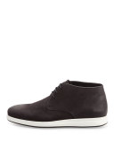 Pebbled Leather Chukka Sneaker, Black