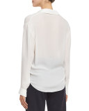 Long-Sleeve Silk Wrap Top