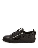 Men's Patent Low-Top Sneaker, Black