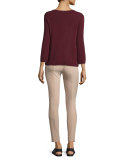 Juliette 3/4-Sleeve Cashmere Sweater, Dark Brick