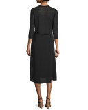 Crepe Knit Cropped Cardigan, Black  