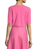 3/4-Sleeve Open-Front Shrug, Peony