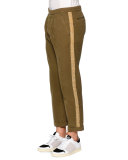 Classic Washed Trousers with Side-Stripe, Military Green