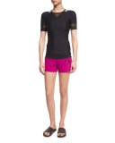 Scallop-Hem Pull-On Shorts