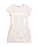 Cap-Sleeve Stretch Jersey Logo Dress, Pink, Size 8-12