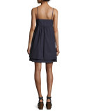 Sleeveless Tied Poplin Shirtdress, Navy