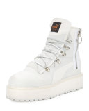Leather Platform Sneaker Boot, White