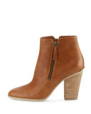 Denver Leather 75mm Bootie, Dark Caramel