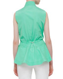 Sleeveless Drawstring-Waist Blouse, Spearmint