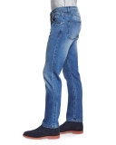 Slim-Fit Medium-Wash Denim Jeans, Blue