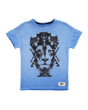 Reilly Graphic Lion Jersey Tee, Blue, Size 4-12