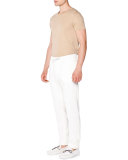 Drawstring Straight-Leg Pants, Ivory