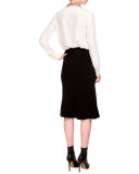 Paillette-Collar Button-Front Blouse, Natural White