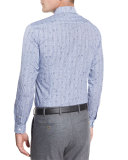 Tonal-Dot Glen Plaid Sport Shirt, Blue