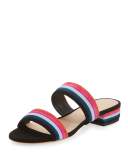 Rubie Striped Suede Slide Sandal, Black/Multi