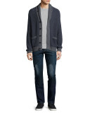 Avery Shawl-Collar Textured Cardigan, Navy