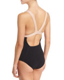Isabella Smocked One-Piece Swimsuit, Crete Colorblock