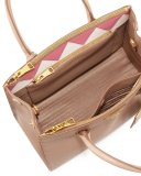Saffiano Greca Medium Double-Zip Galleria Tote Bag