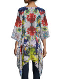 Flash Tie 3/4-Sleeve Printed Tunic, Pop Color