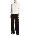 Open-Back Crewneck Top, Chalk