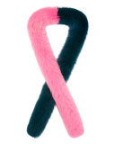 Two-Tone Fox Fur Candy Cane Scarf, Green/Pink