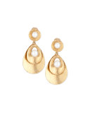 Pearly Golden Disc Statement Earrings