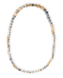 Long Beaded Necklace with Horn Tube, 35"