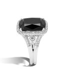 Faceted Onyx & Pavé Diamond Ring, 0.3 tdcw