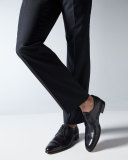 Gaspard Slash-Toe Leather Shoe, Black 