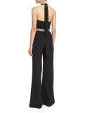 Dillyn Beaded-Waist Halter Jumpsuit