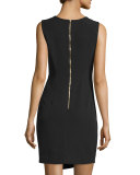 Sleeveless Split-Hem Sheath Dress, Black