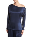 Satin Asymmetric Long-Sleeve Top