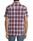 Mitchell Slim-Fit Plaid Short-Sleeve Shirt, Red