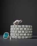 Cushion-Cut Paraiba Ring with White Diamonds in Platinum