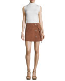 Scholastica Lace-Up Suede Skirt, Orange