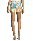 Floral-Print Mosaic Short Shorts