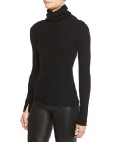 Roberta Long-Sleeve Ribbed Wool Sweater, Black