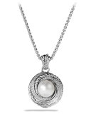 Pearl Crossover Pendant with Diamonds on Chain