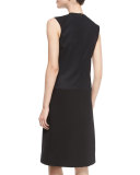 Mixed-Media Sleeveless Lace Dress