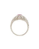 Estate Art Deco Ruby & Diamond Engagement Ring, Size 5.25